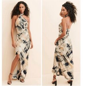 bhldn danielle strapless side-slit stretch satin maxi dress BHLDN Dresses